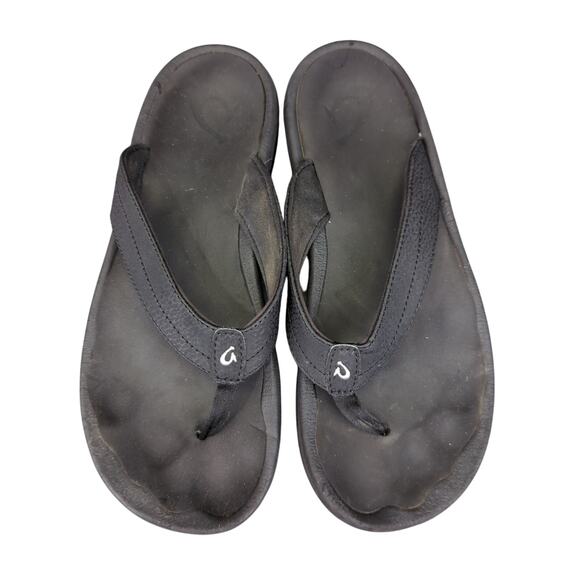 OluKai‎ Ohana Flip Flop Sandals Thongs Women's Size 9 Black - Picture 3 of 8